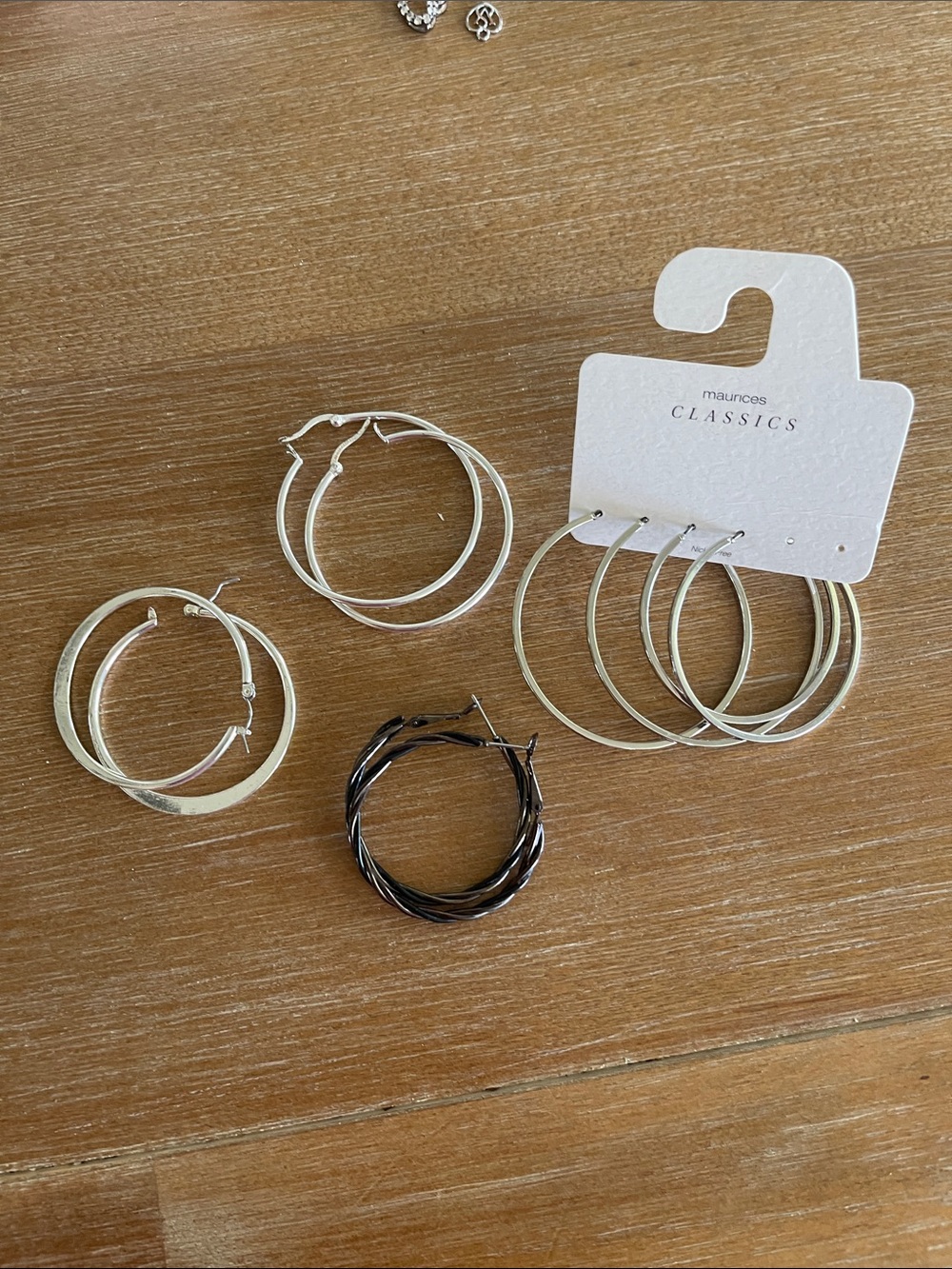 Maurices Hoop Earring Set in Silver and Black